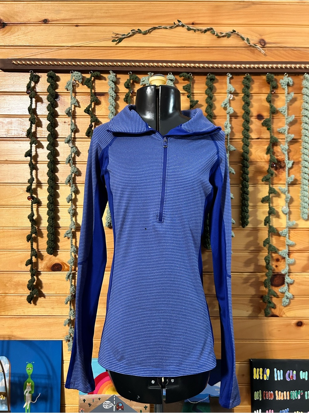 Women’s Blue Half-Zip Hoodie Top